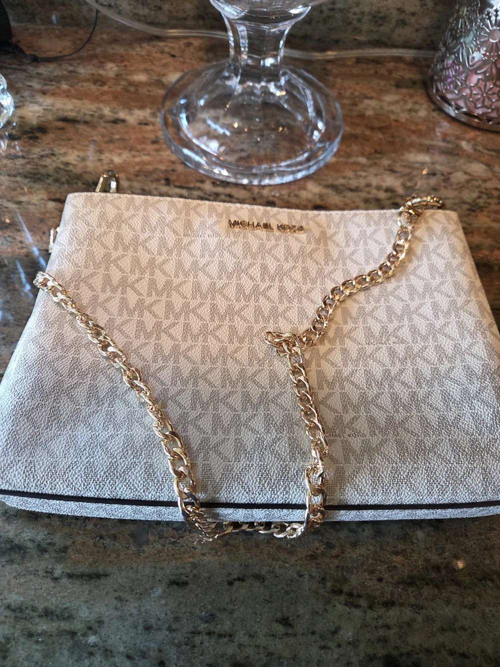 Michael Kors Signature Crossbody Bag in Cream And Beige - Picture 2 of 10